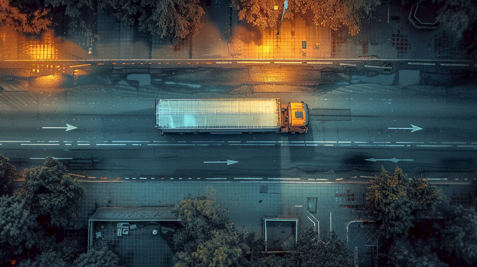 Caminhão em estrada ao entardecer - imagem de fundo para desktop