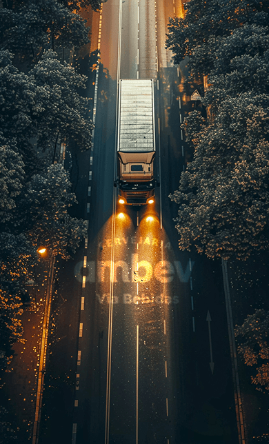 Caminhão em estrada ao entardecer - imagem de fundo para mobile